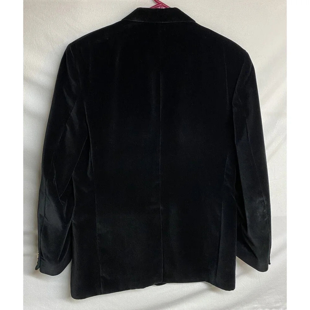 Vintage 1970s Contemporary Lines Men's Black Velvet Blazer 42 Chest Size